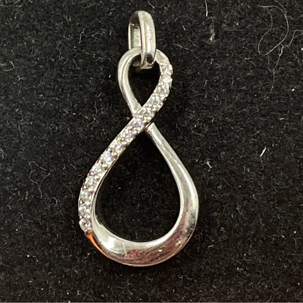 Forever Infinity Crystal Sterling Silver 925 Necklace Pendant Stamped Vtg